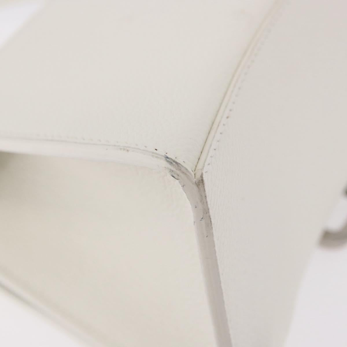 BALENCIAGA Hand Bag Leather White Silver 593546 Auth gh2160A