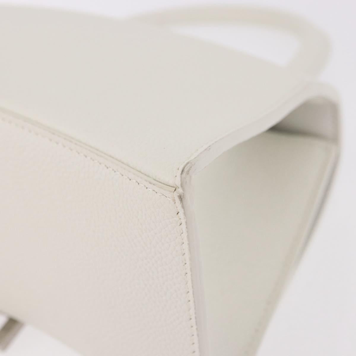 BALENCIAGA Hand Bag Leather White Silver 593546 Auth gh2160A