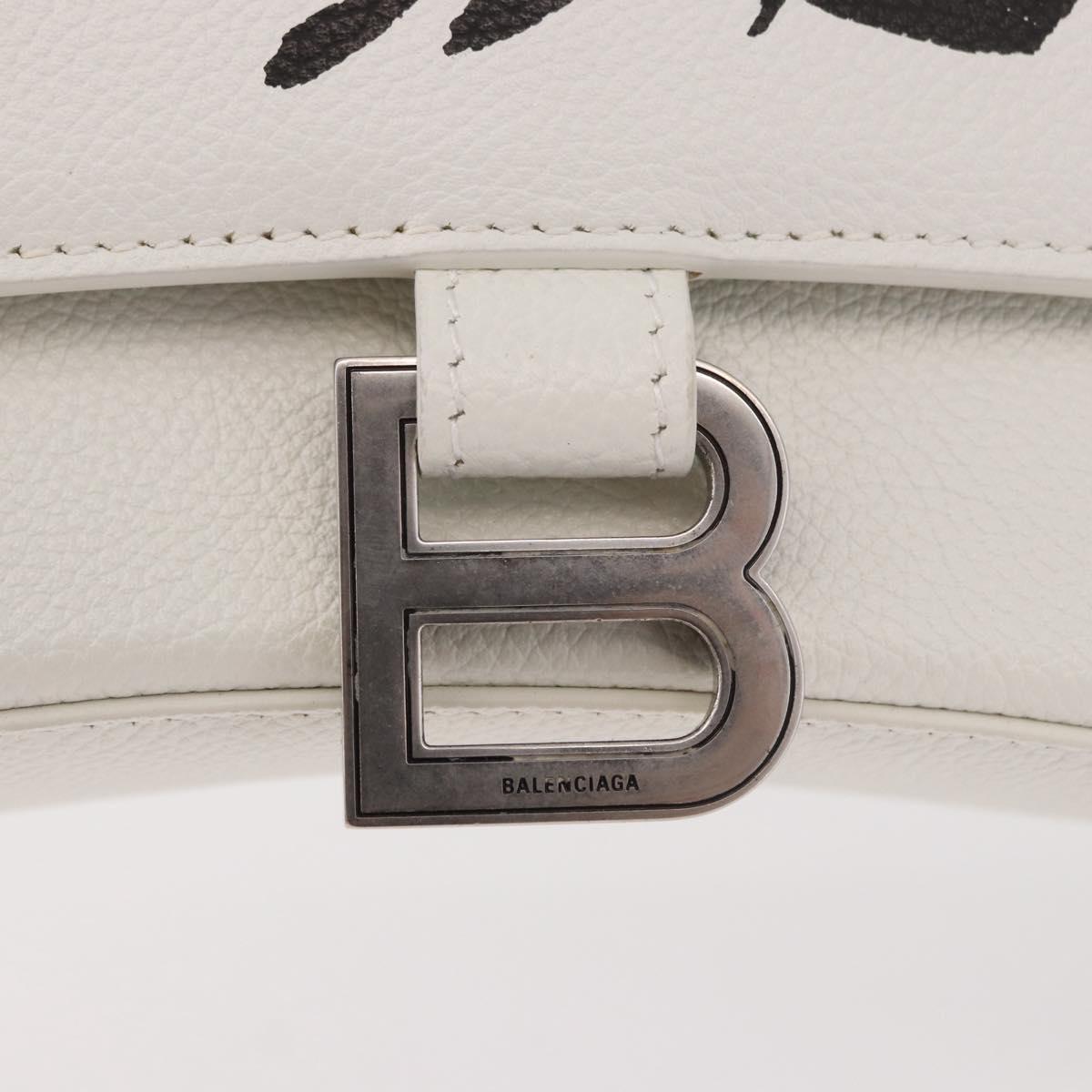 BALENCIAGA Hand Bag Leather White Silver 593546 Auth gh2160A
