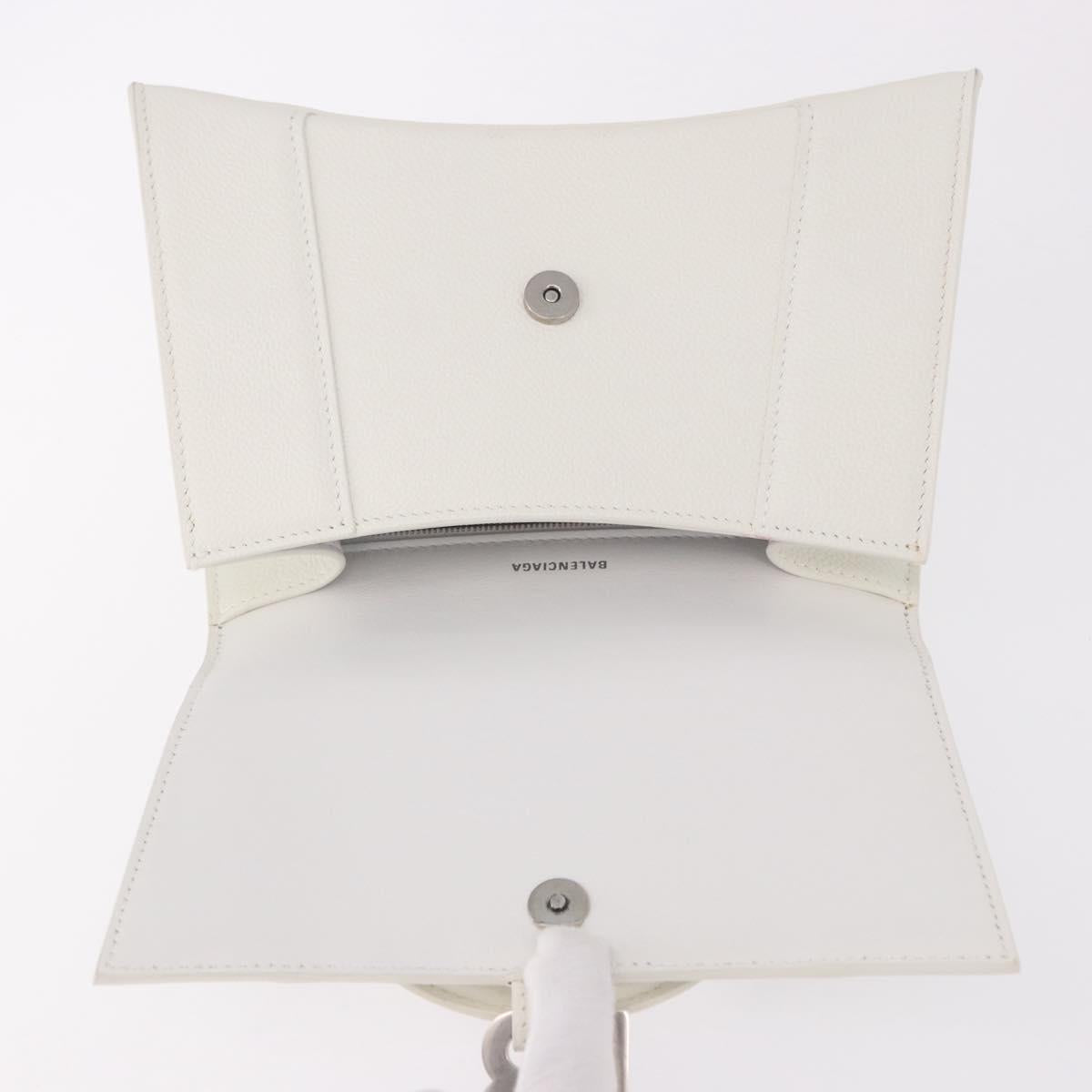 BALENCIAGA Hand Bag Leather White Silver 593546 Auth gh2160A