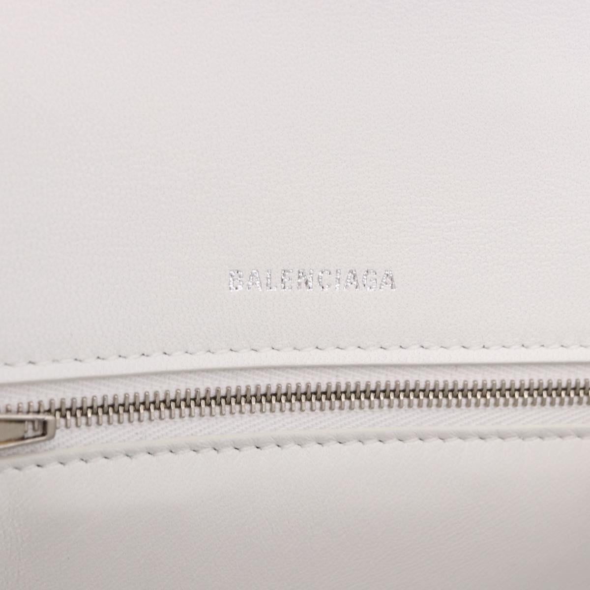 BALENCIAGA Hand Bag Leather White Silver 593546 Auth gh2160A