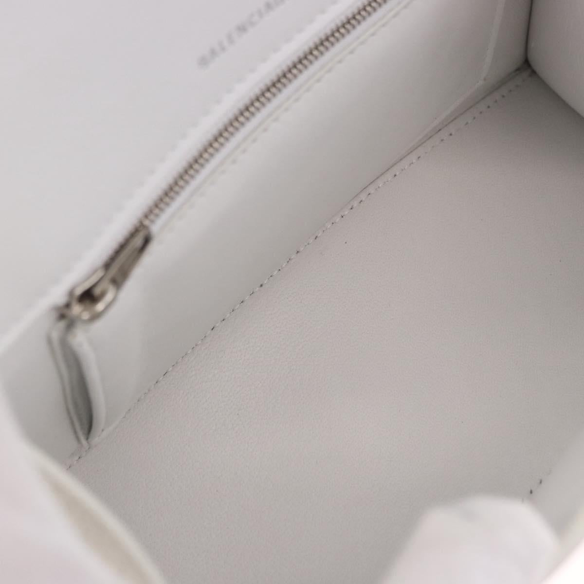 BALENCIAGA Hand Bag Leather White Silver 593546 Auth gh2160A