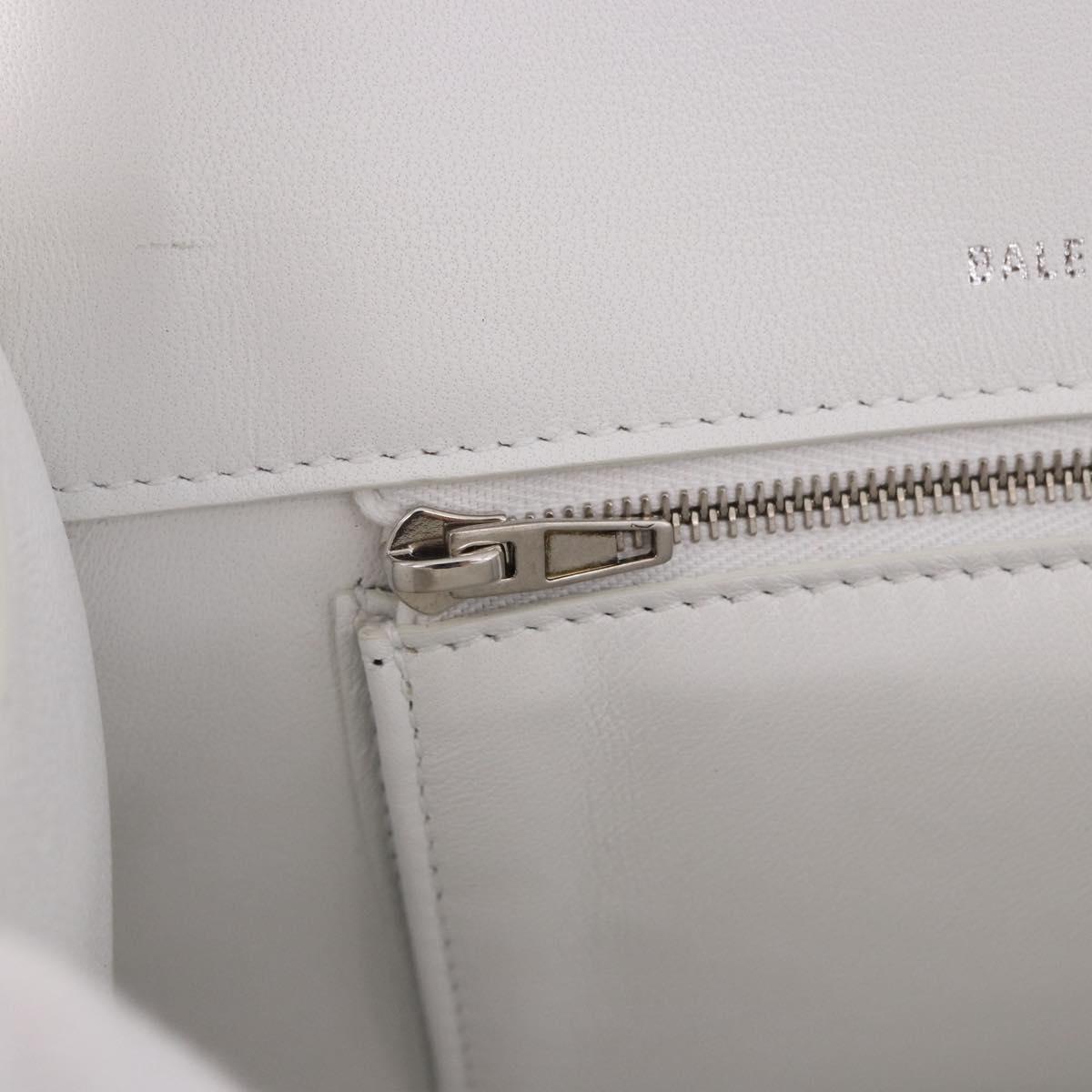 BALENCIAGA Hand Bag Leather White Silver 593546 Auth gh2160A