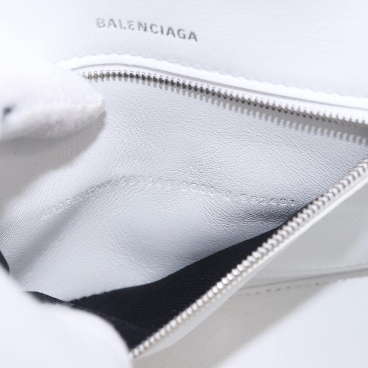 BALENCIAGA Hand Bag Leather White Silver 593546 Auth gh2160A
