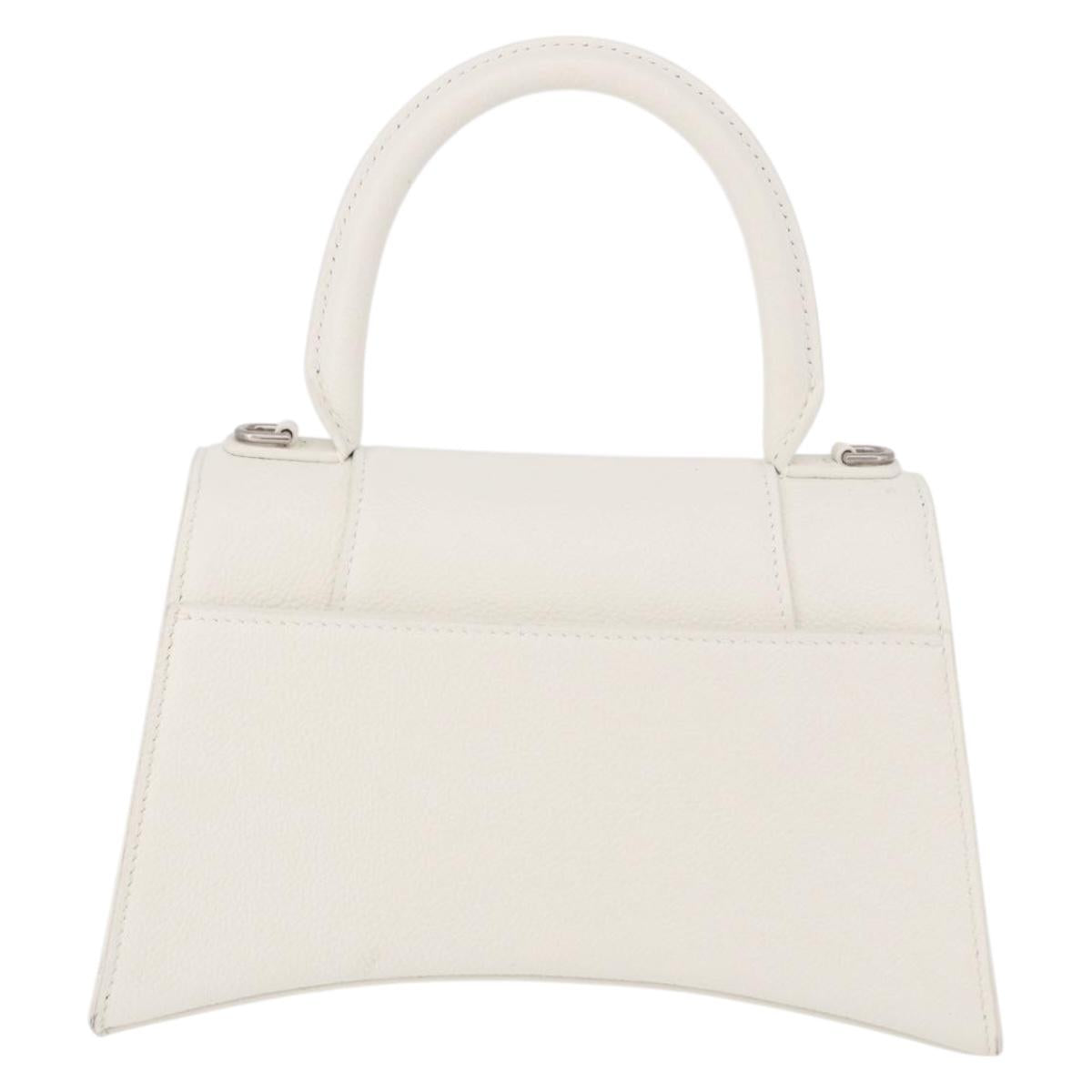 BALENCIAGA Hand Bag Leather White Silver 593546 Auth gh2160A