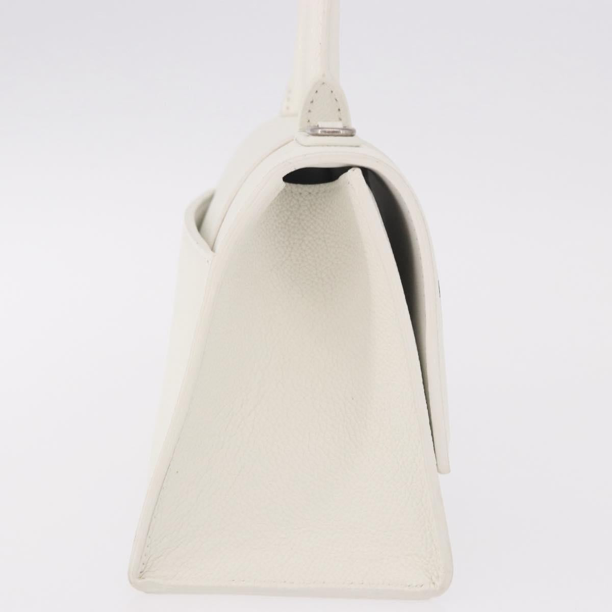 BALENCIAGA Hand Bag Leather White Silver 593546 Auth gh2160A