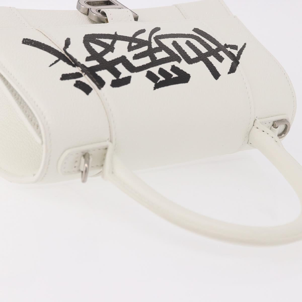 BALENCIAGA Hand Bag Leather White Silver 593546 Auth gh2160A