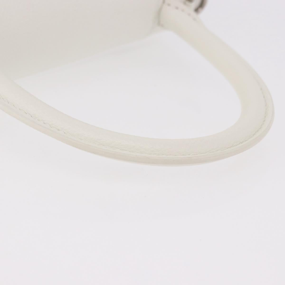 BALENCIAGA Hand Bag Leather White Silver 593546 Auth gh2160A