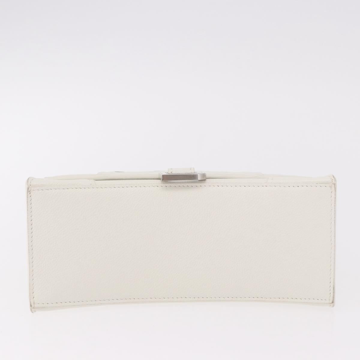 BALENCIAGA Hand Bag Leather White Silver 593546 Auth gh2160A