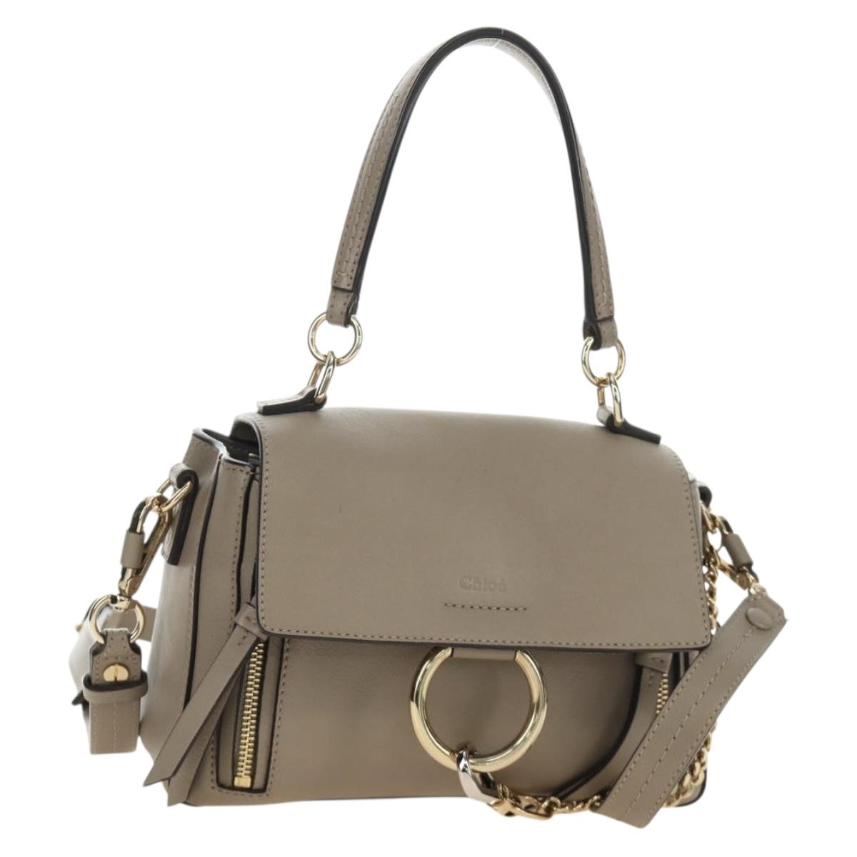 Chloe Faye Day Small Hand Bag Leather 2way Beige Gold Silver Auth gh2163V
