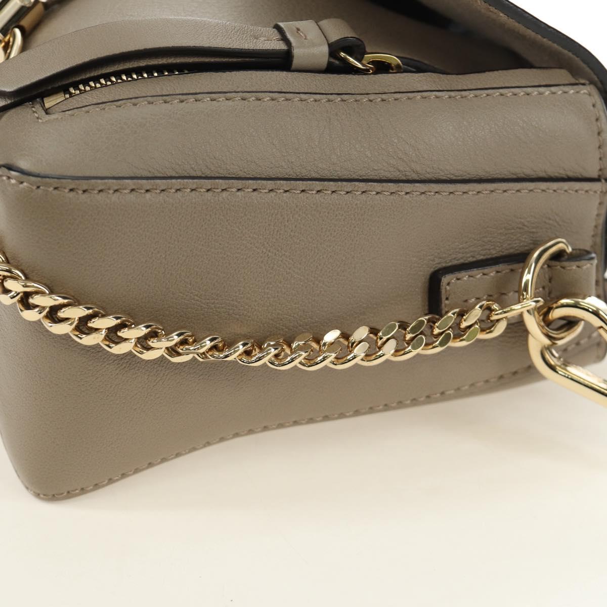 Chloe Faye Day Small Hand Bag Leather 2way Beige Gold Silver Auth gh2163V