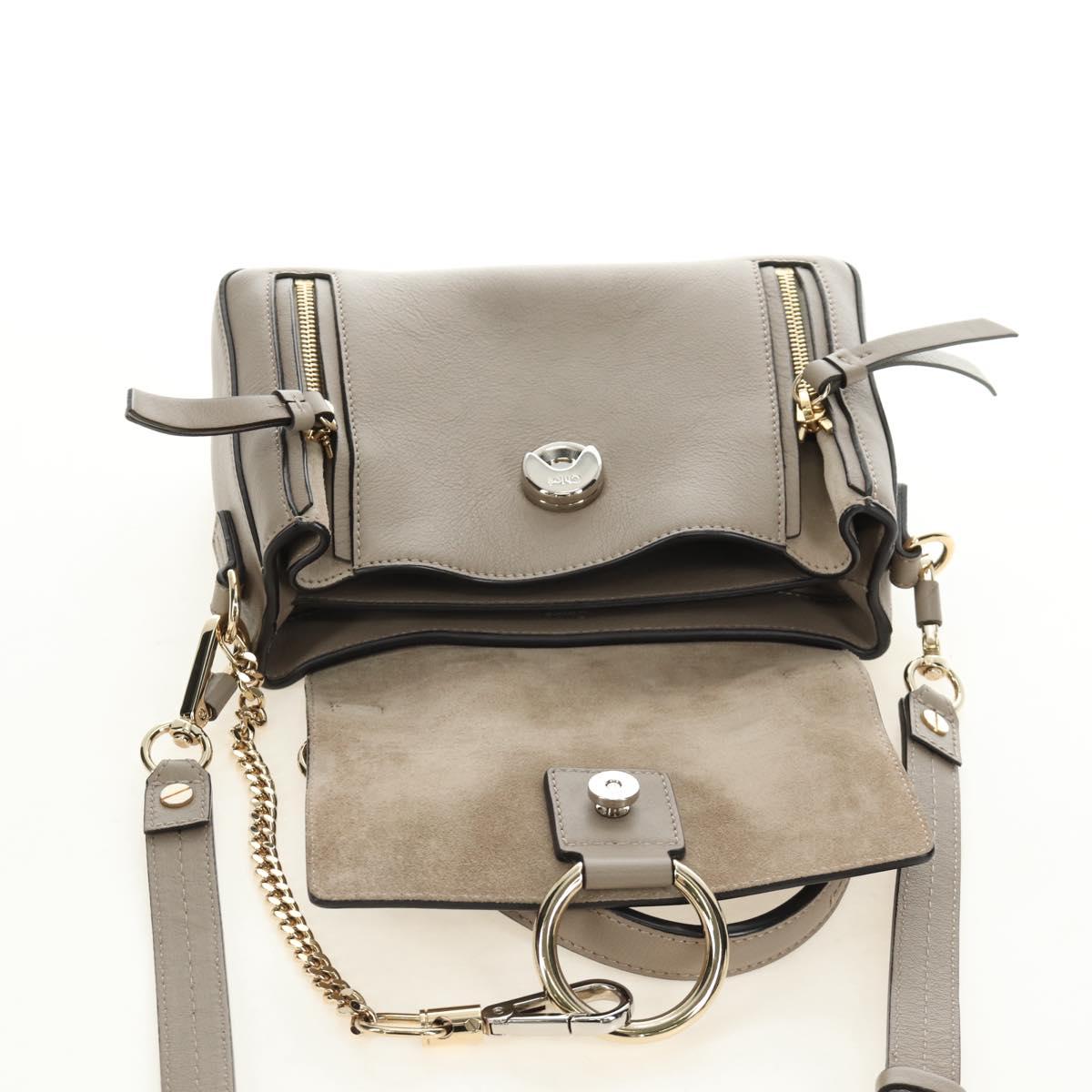 Chloe Faye Day Small Hand Bag Leather 2way Beige Gold Silver Auth gh2163V
