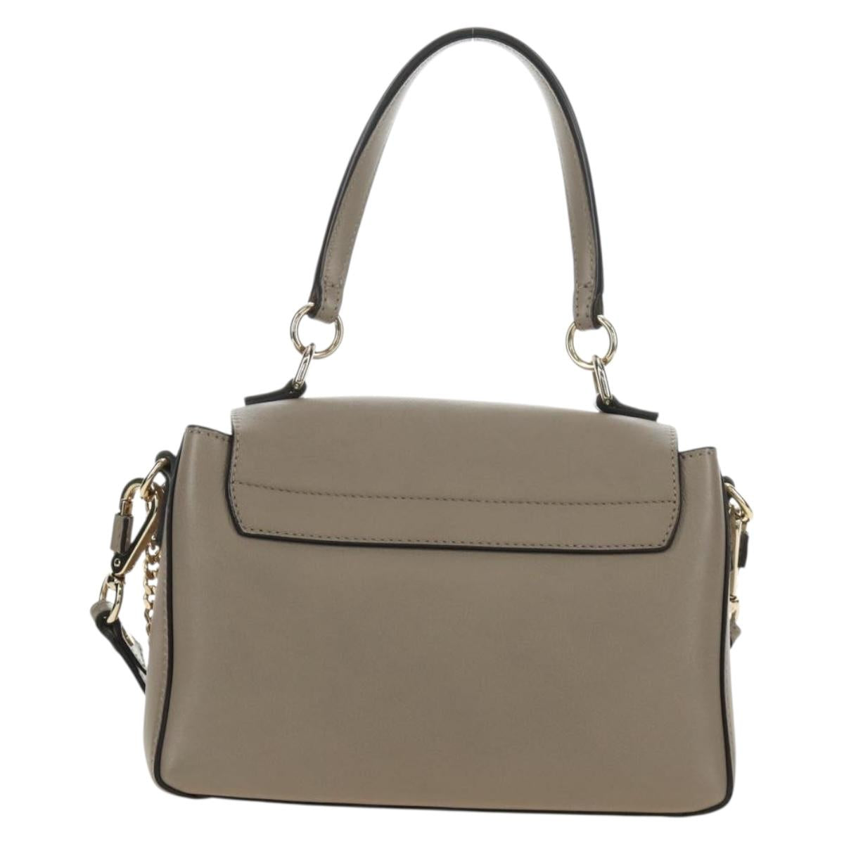 Chloe Faye Day Small Hand Bag Leather 2way Beige Gold Silver Auth gh2163V