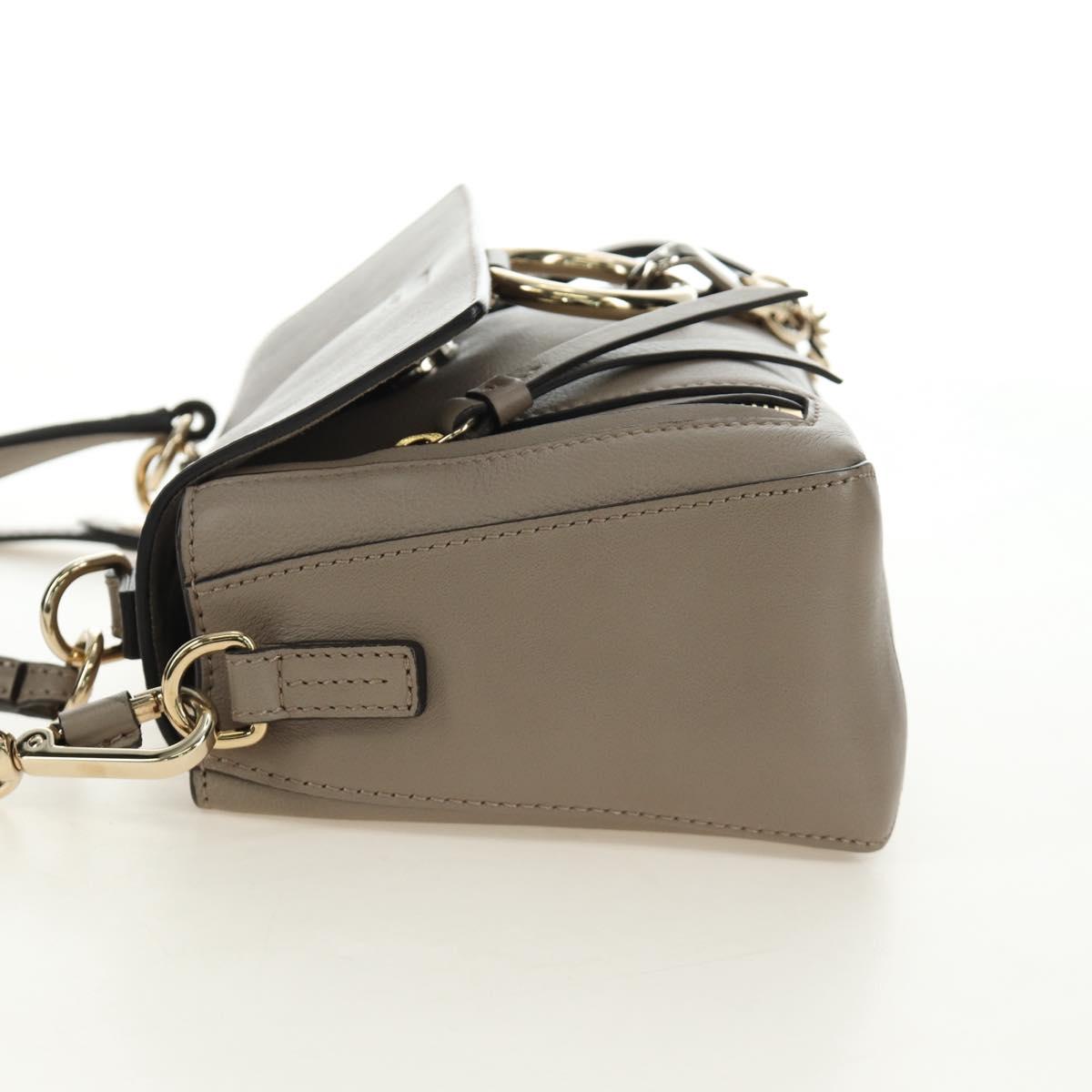 Chloe Faye Day Small Hand Bag Leather 2way Beige Gold Silver Auth gh2163V