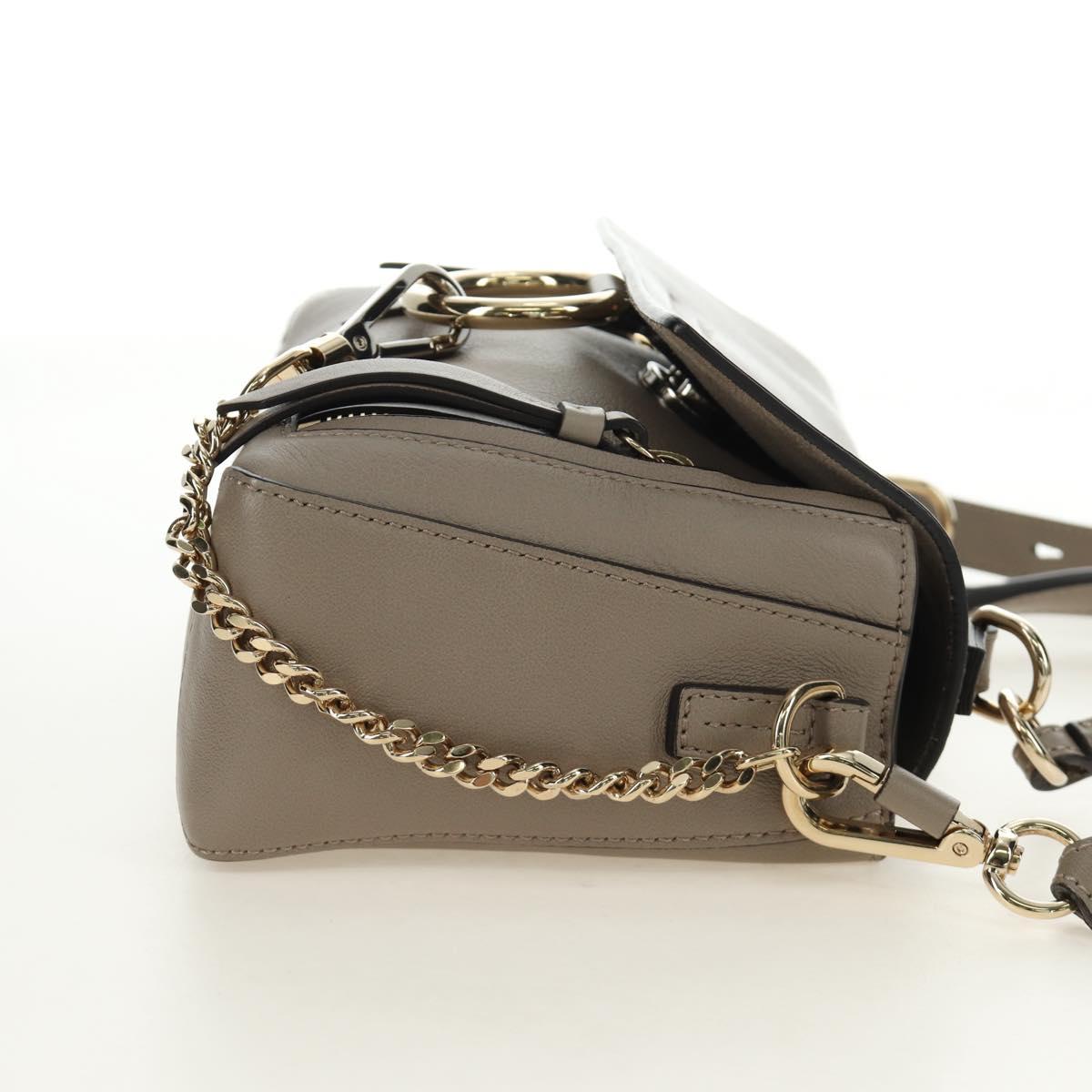 Chloe Faye Day Small Hand Bag Leather 2way Beige Gold Silver Auth gh2163V