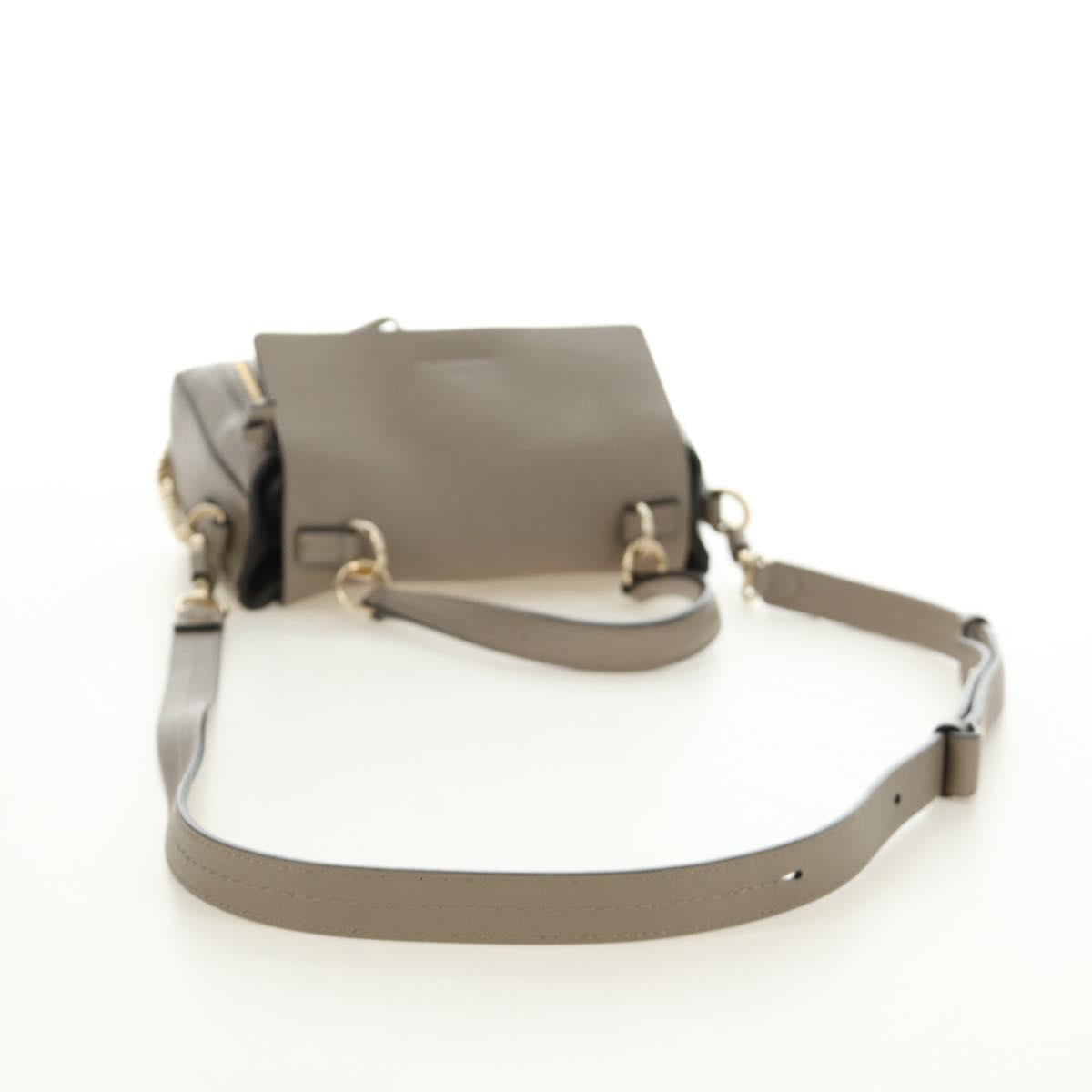 Chloe Faye Day Small Hand Bag Leather 2way Beige Gold Silver Auth gh2163V