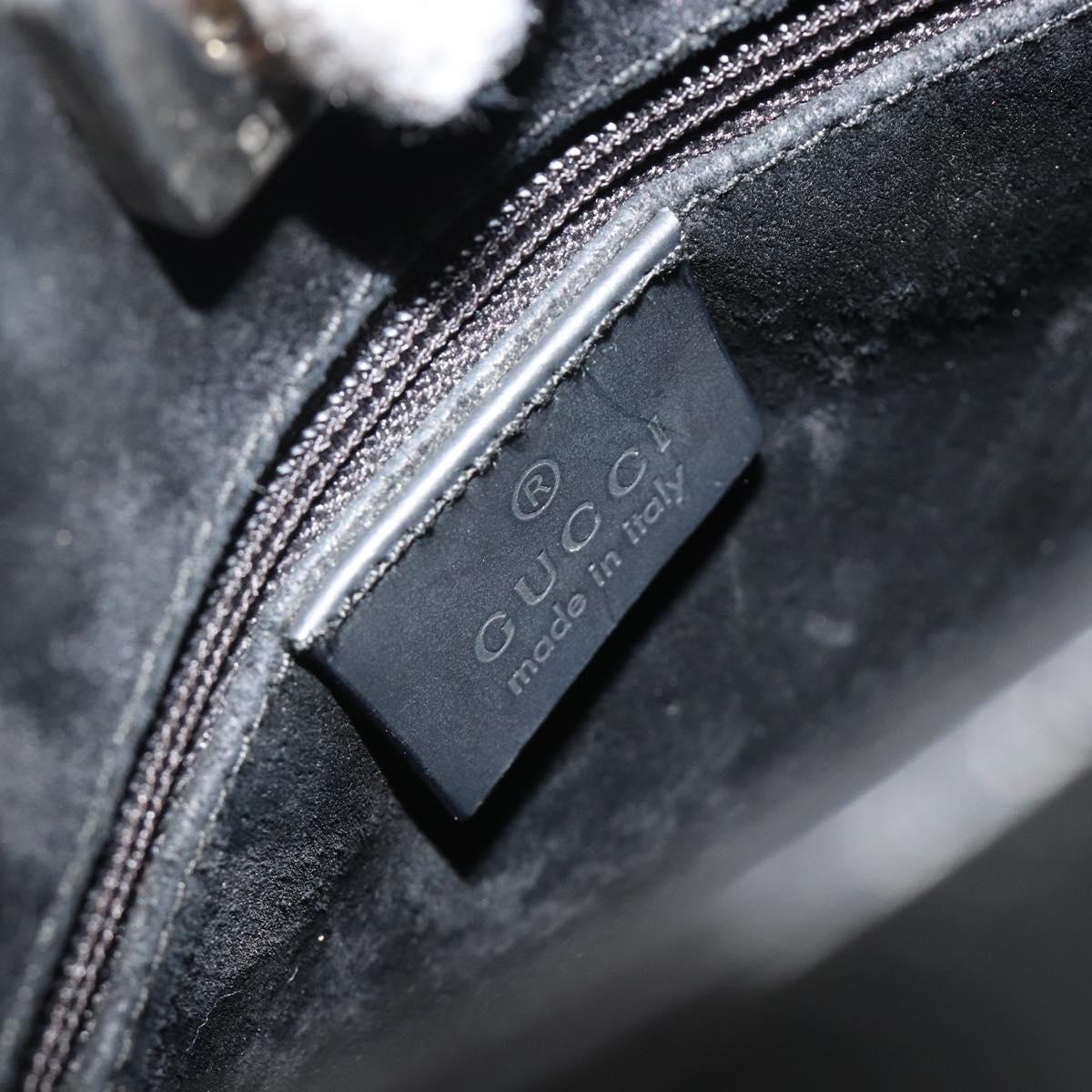 GUCCI Bamboo Hand Bag Leather Black Red Silver 001 3739 Auth gh2164A