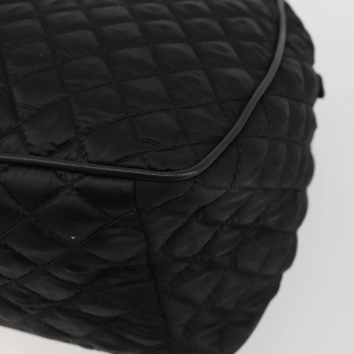 Salvatore Ferragamo Hand Bag Nylon Black Silver Auth gh2165A
