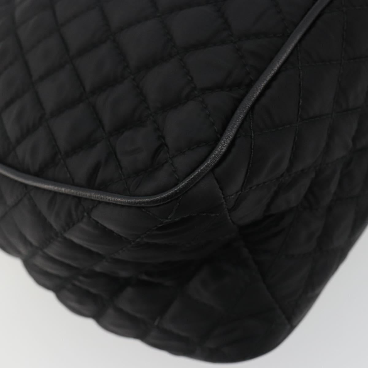 Salvatore Ferragamo Hand Bag Nylon Black Silver Auth gh2165A