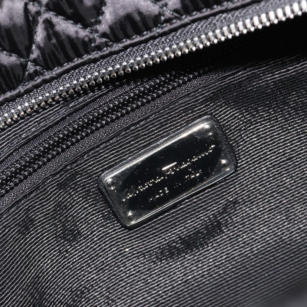 Salvatore Ferragamo Hand Bag Nylon Black Silver Auth gh2165A