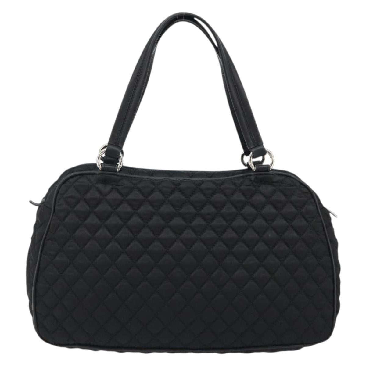 Salvatore Ferragamo Hand Bag Nylon Black Silver Auth gh2165A