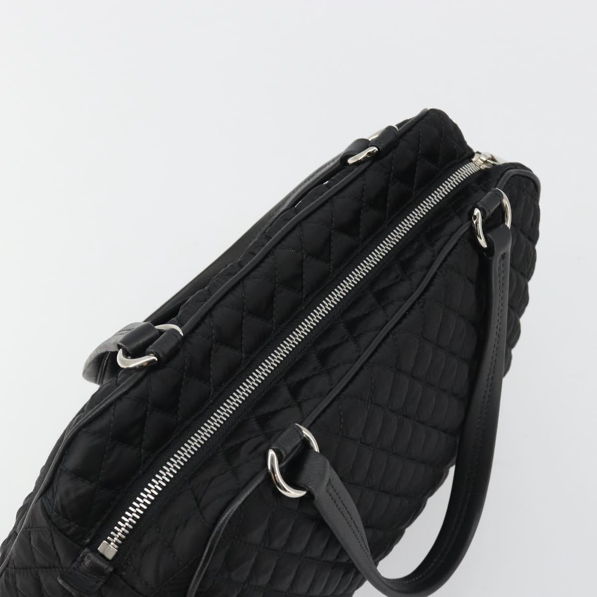 Salvatore Ferragamo Hand Bag Nylon Black Silver Auth gh2165A
