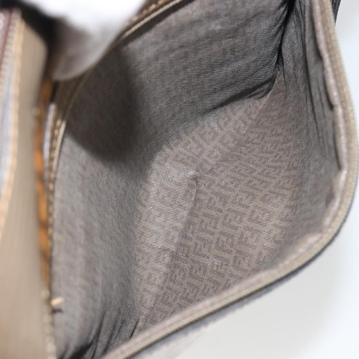 FENDI Zucchino Canvas Shoulder Bag Coated Canvas Beige Auth gh2168