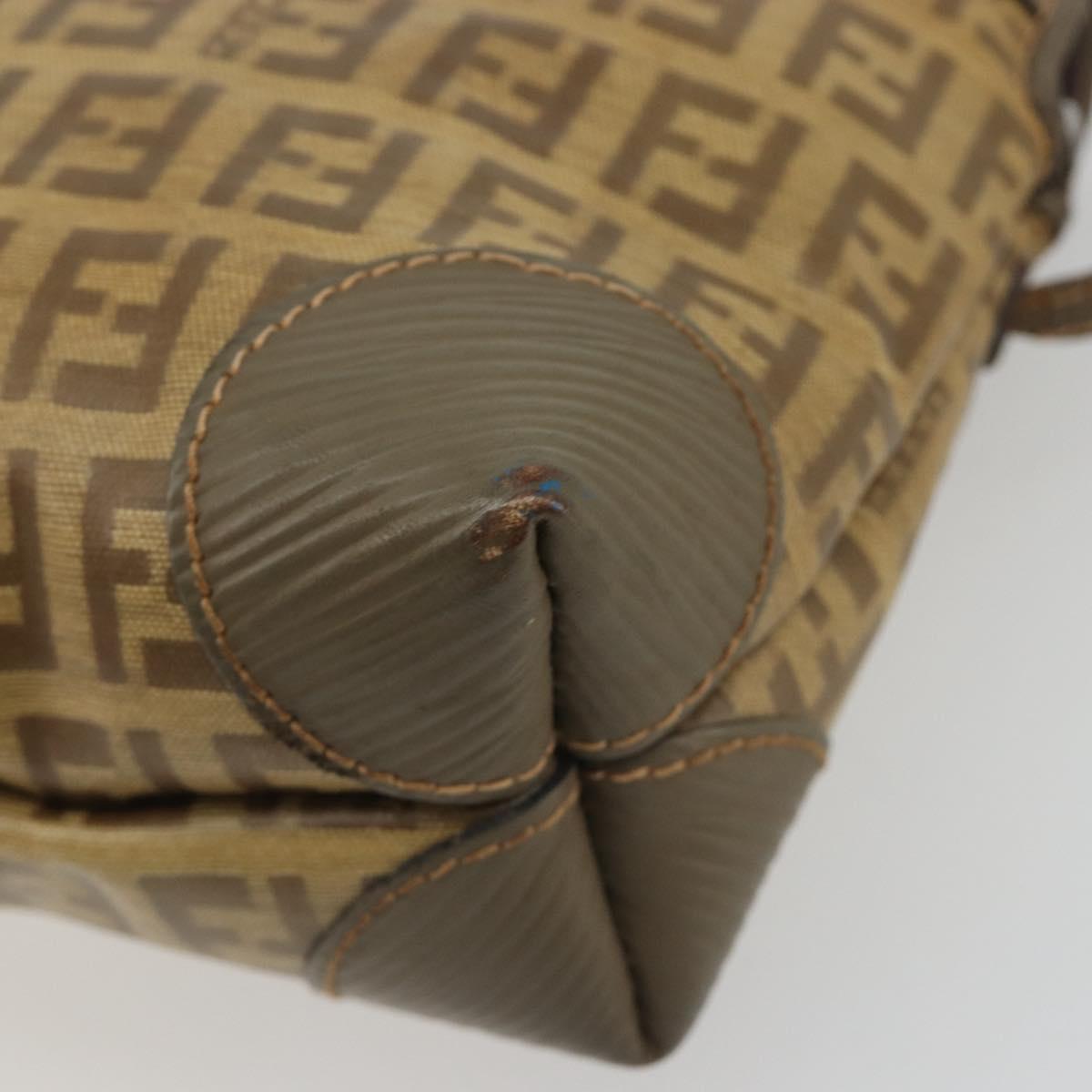FENDI Zucchino Canvas Shoulder Bag Coated Canvas Beige Auth gh2169