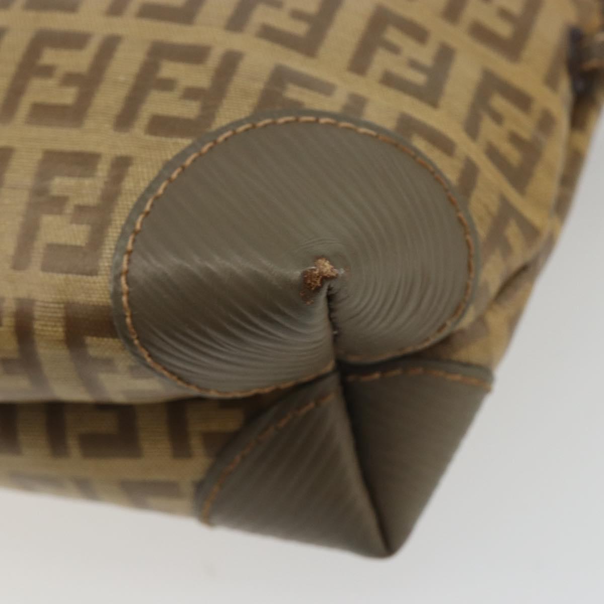 FENDI Zucchino Canvas Shoulder Bag Coated Canvas Beige Auth gh2169