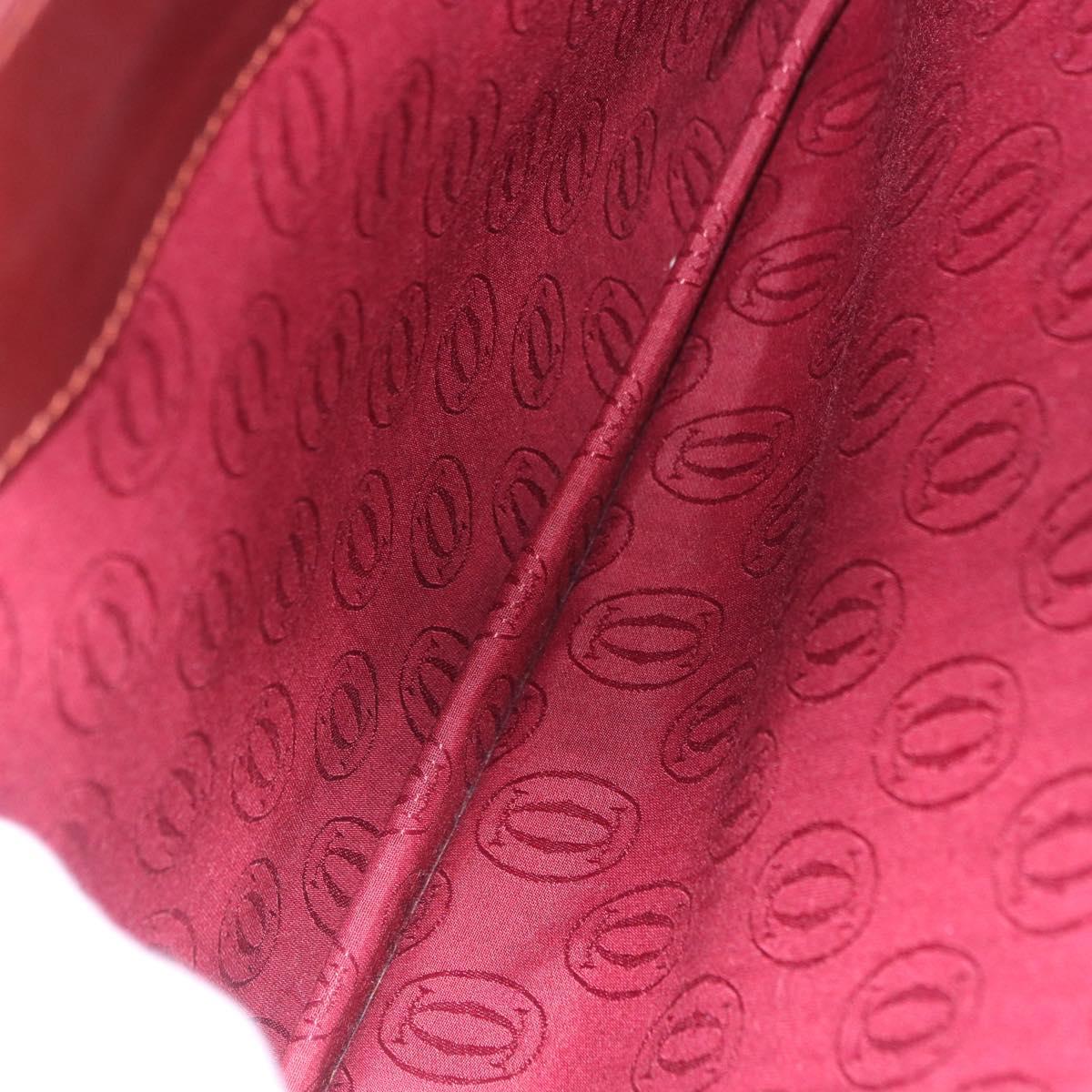 CARTIER Must Line Business Bag Leather Bordeaux Gold Auth gh2171