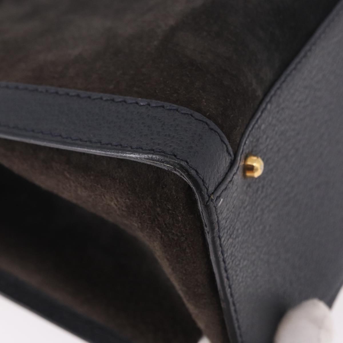 GUCCI Bamboo Tote Bag Suede Navy Gold 002 2853 0260 0 Auth gh2172