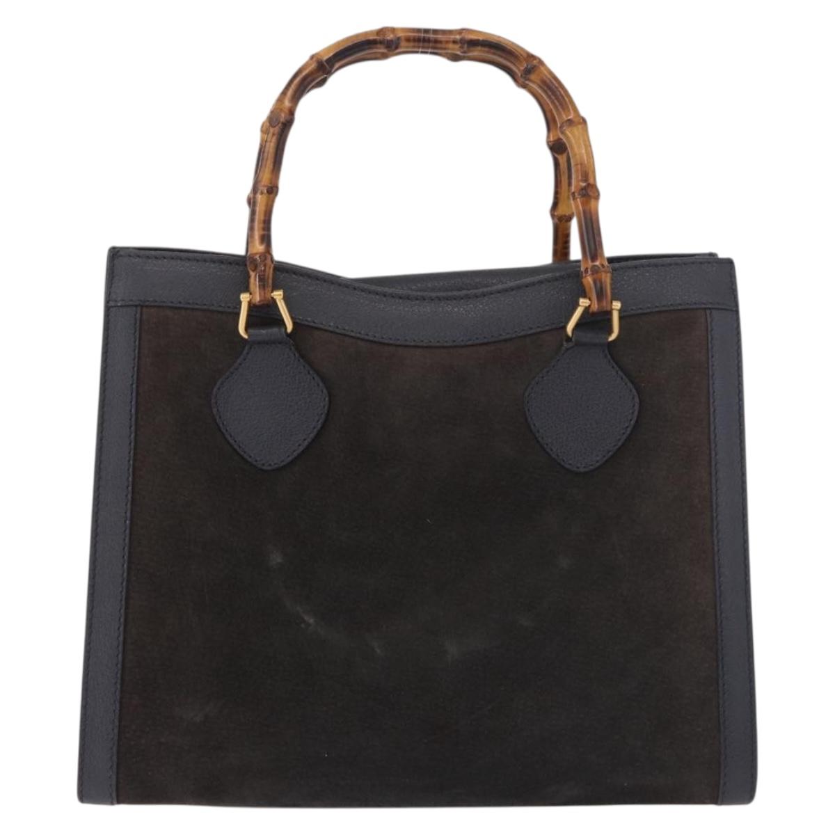 GUCCI Bamboo Tote Bag Suede Navy Gold 002 2853 0260 0 Auth gh2172