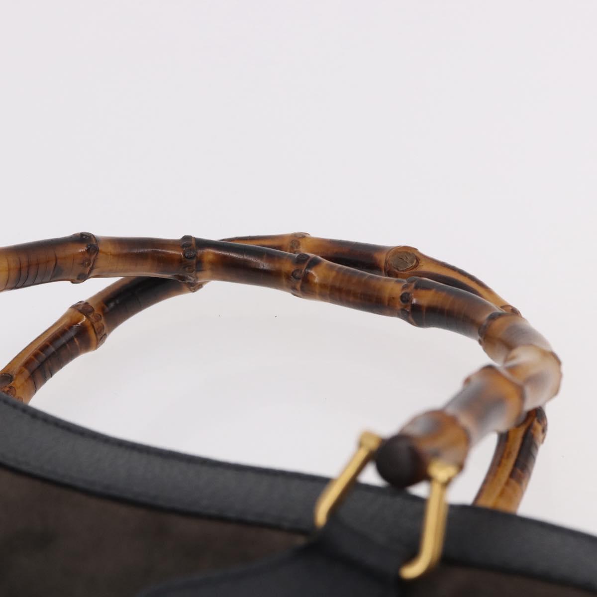 GUCCI Bamboo Tote Bag Suede Navy Gold 002 2853 0260 0 Auth gh2172