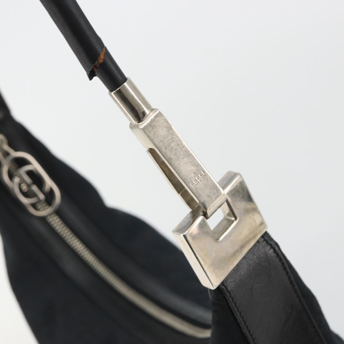GUCCI GG Canvas Shoulder Bag Black Silver 001 3814 3754 Auth gh2173