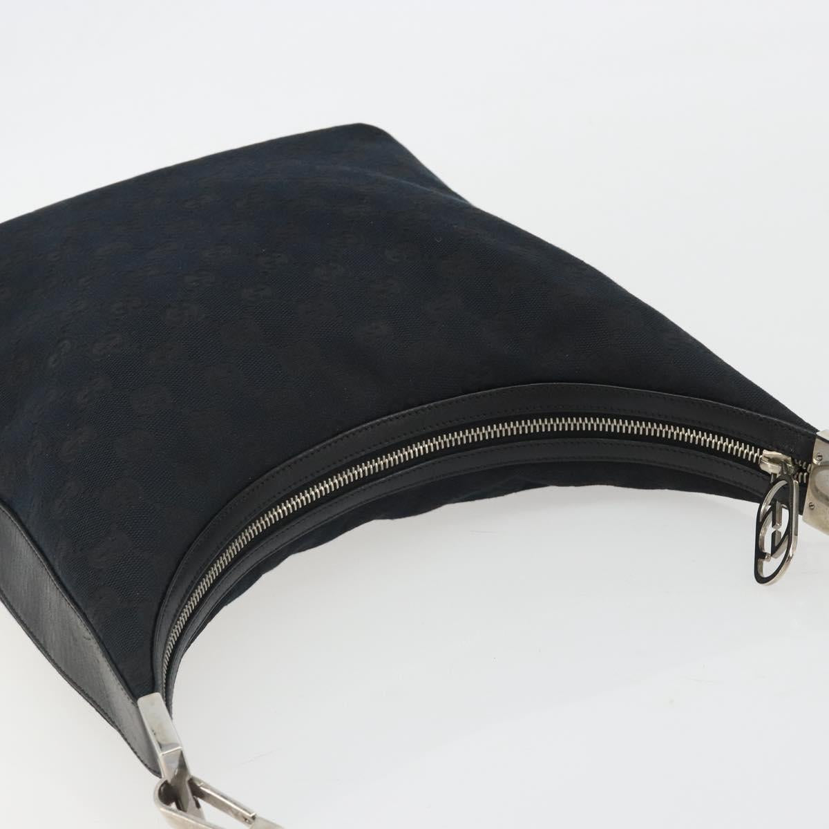 GUCCI GG Canvas Shoulder Bag Black Silver 001 3814 3754 Auth gh2173