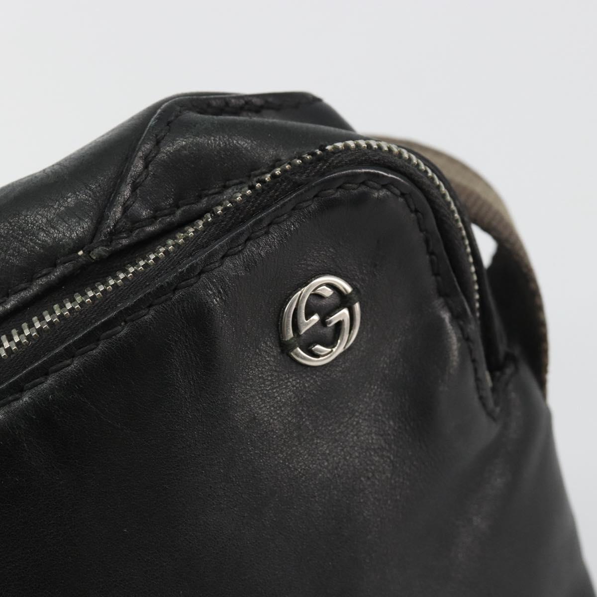 GUCCI Shoulder Bag Leather Black Silver Auth gh2174
