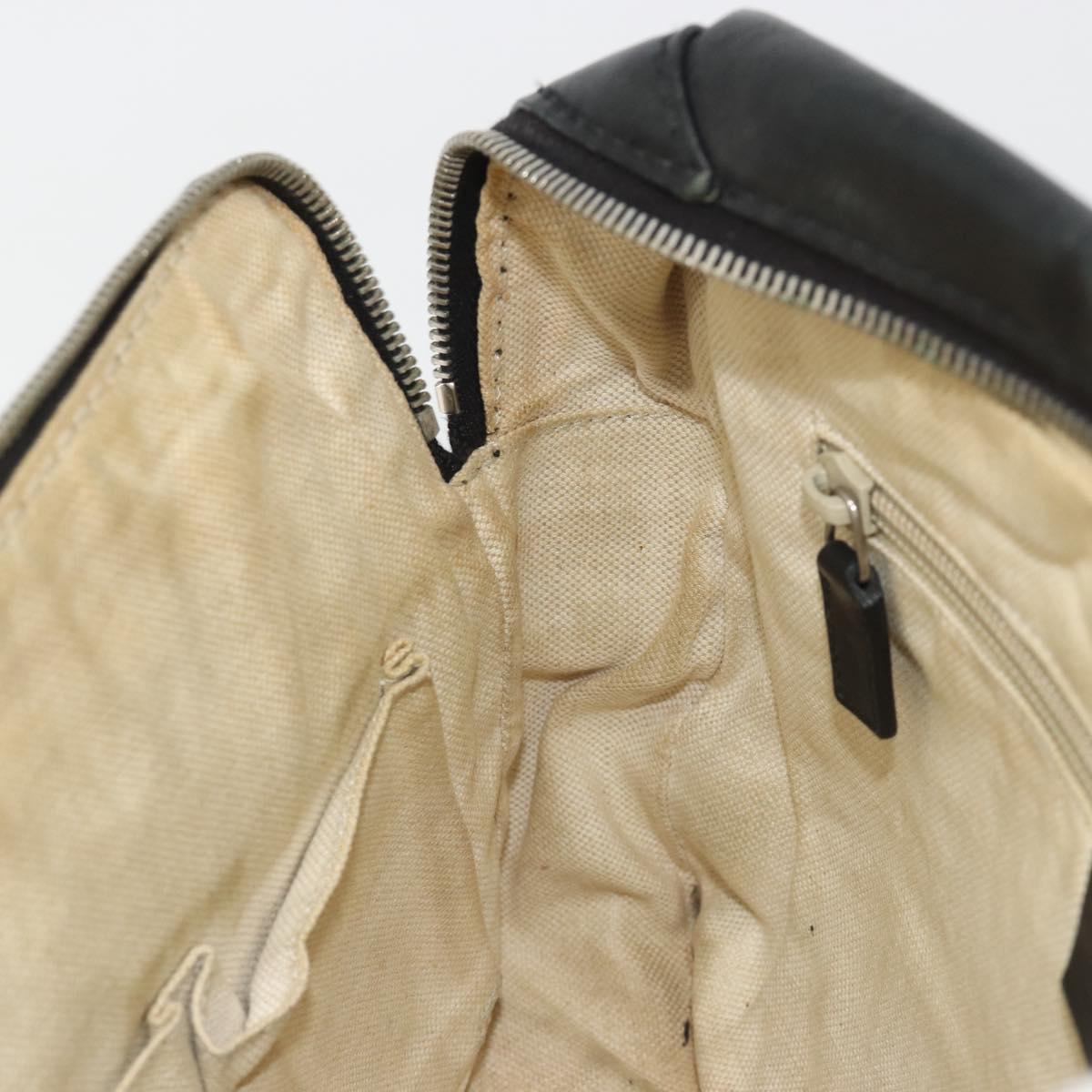 GUCCI Shoulder Bag Leather Black Silver Auth gh2174
