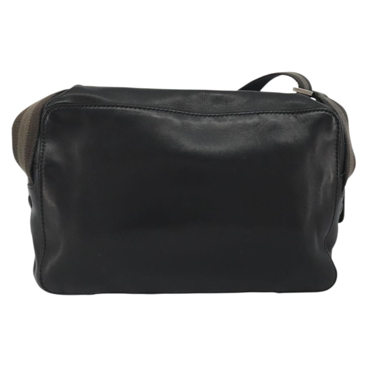GUCCI Shoulder Bag Leather Black Silver Auth gh2174