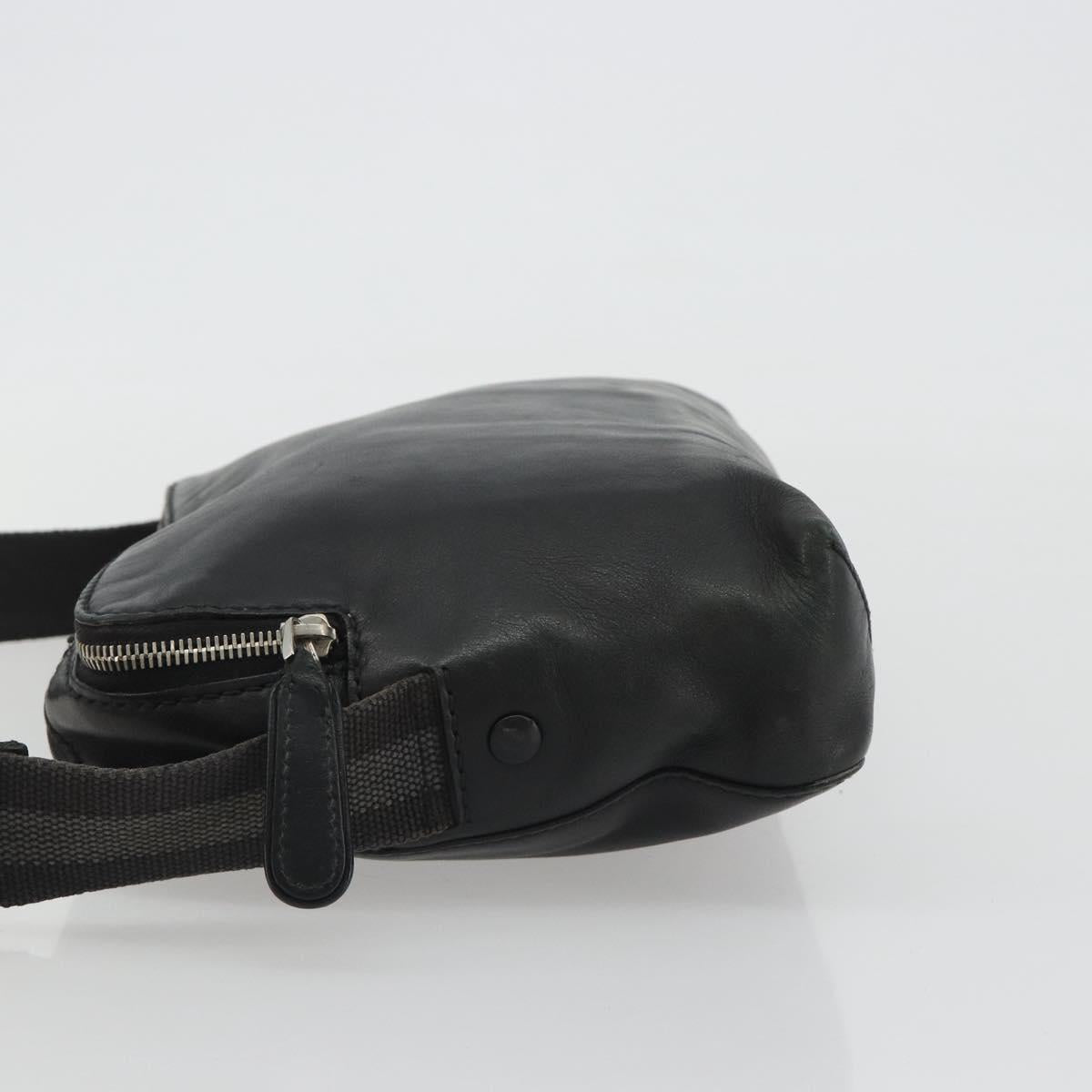 GUCCI Shoulder Bag Leather Black Silver Auth gh2174