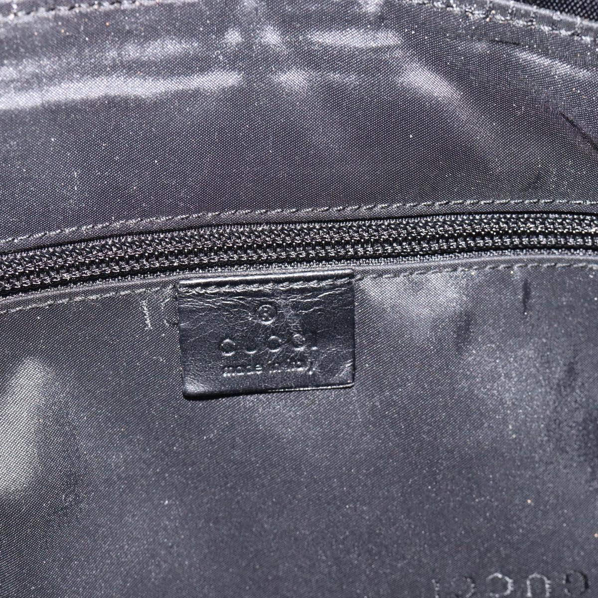 GUCCI Boston Bag Canvas Black Silver Auth gh2175