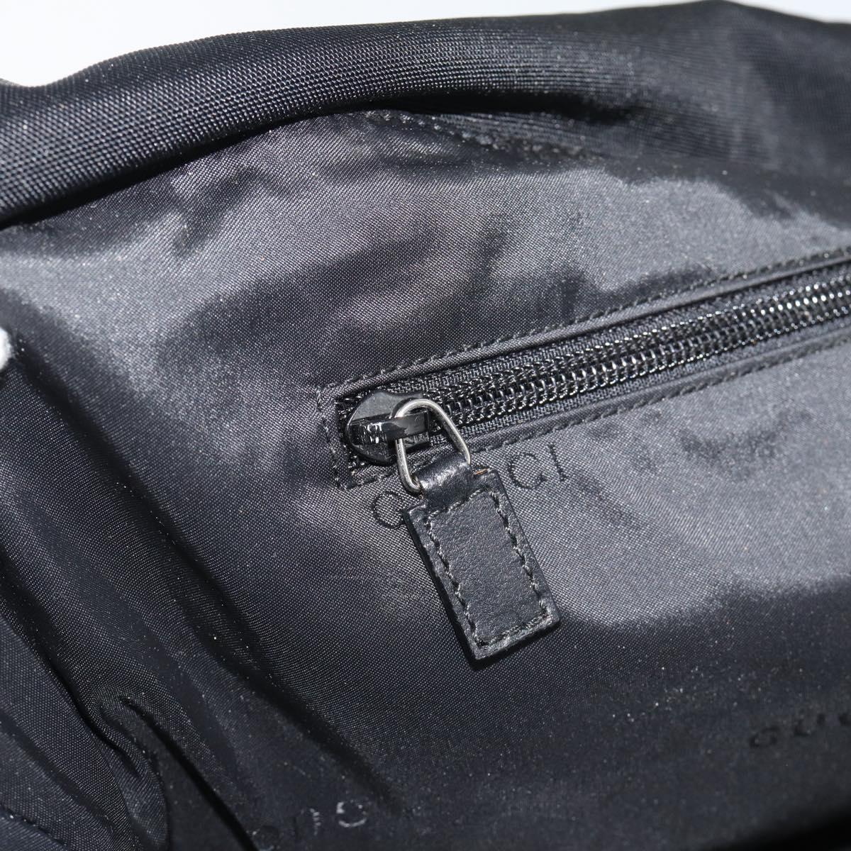 GUCCI Boston Bag Canvas Black Silver Auth gh2175
