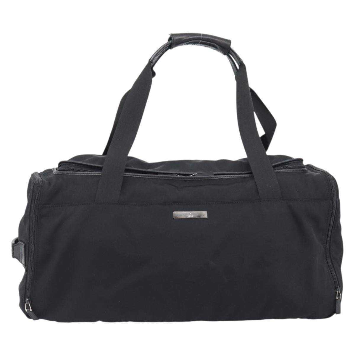 GUCCI Boston Bag Canvas Black Silver Auth gh2175