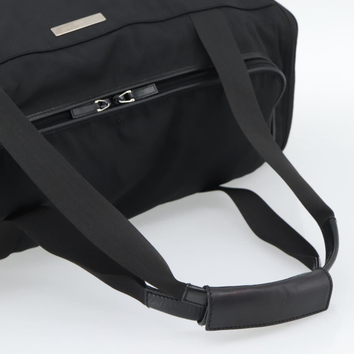 GUCCI Boston Bag Canvas Black Silver Auth gh2175