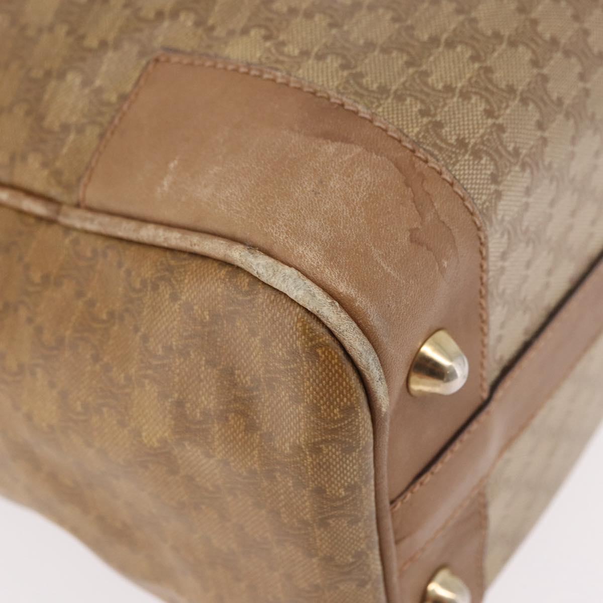 CELINE Macadam Canvas Hand Bag PVC Beige Gold Auth gh2177