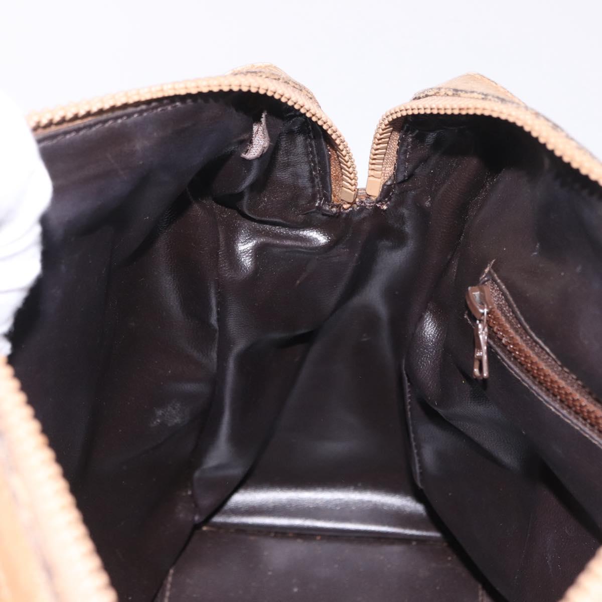 CELINE Macadam Canvas Hand Bag PVC Beige Gold Auth gh2177