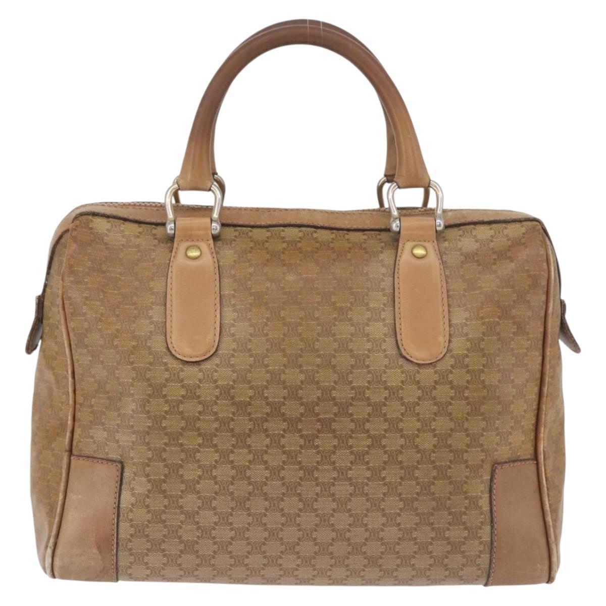 CELINE Macadam Canvas Hand Bag PVC Beige Gold Auth gh2177