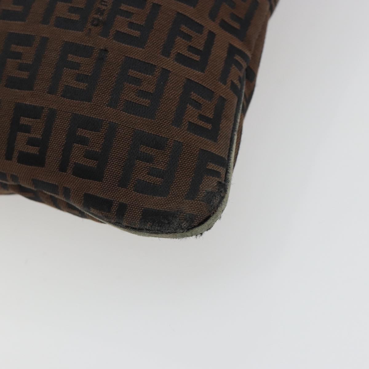 FENDI Zucchino Canvas Shoulder Bag Brown Auth gh2178