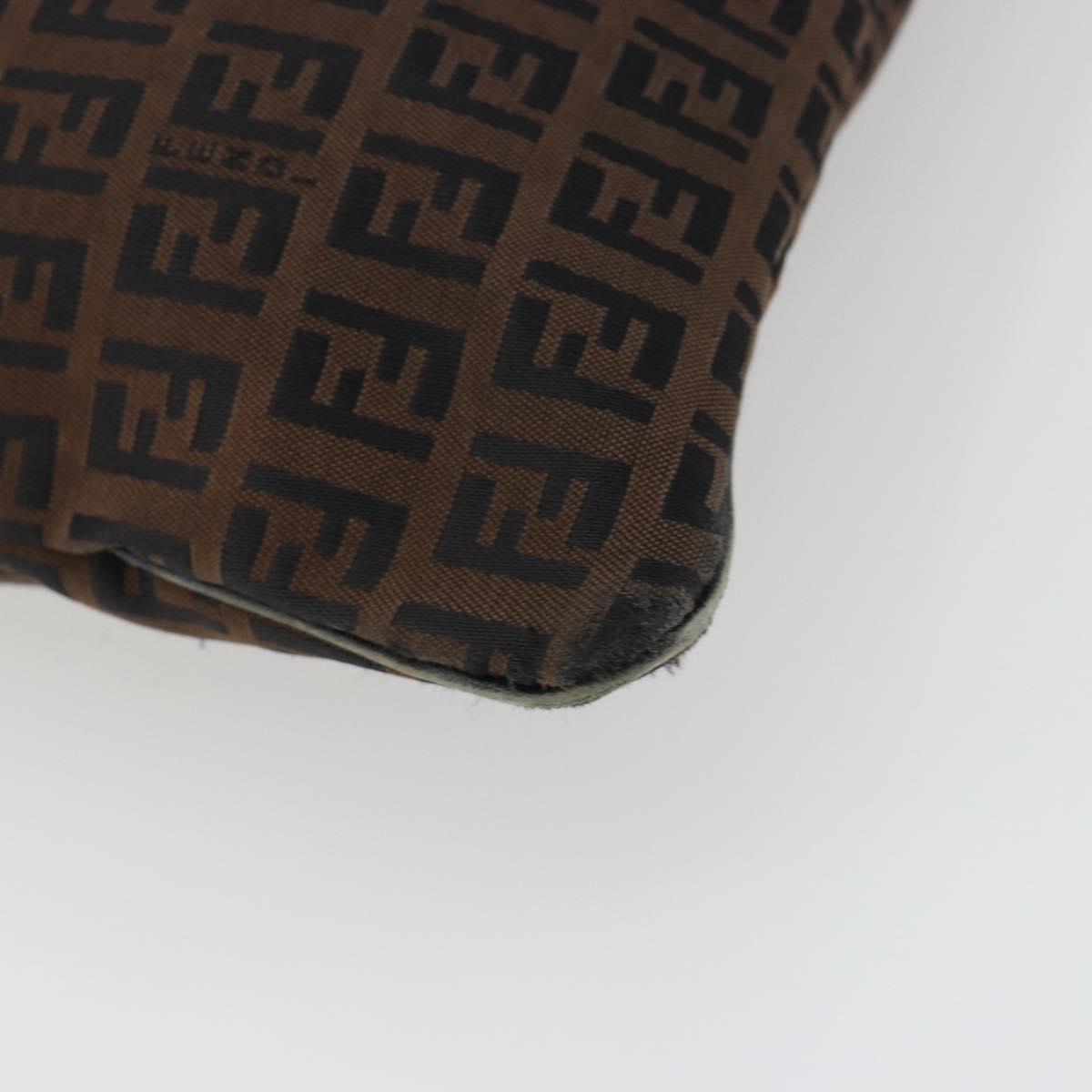 FENDI Zucchino Canvas Shoulder Bag Brown Auth gh2178