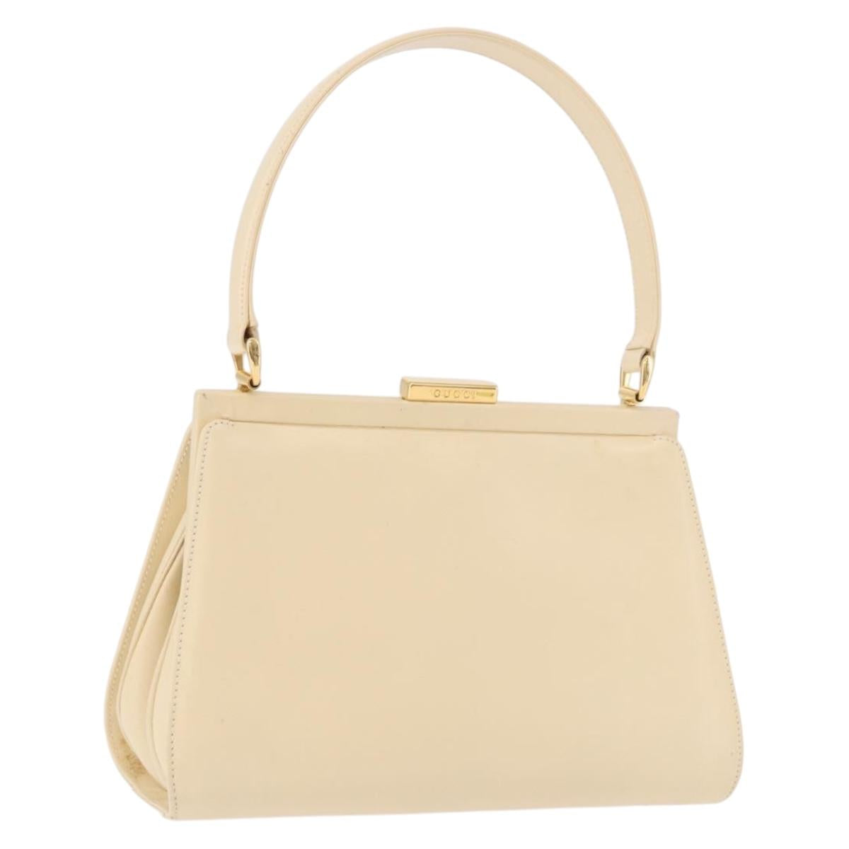 GUCCI Hand Bag Patent leather Ivory Gold 000 781 0301 Auth gh2180