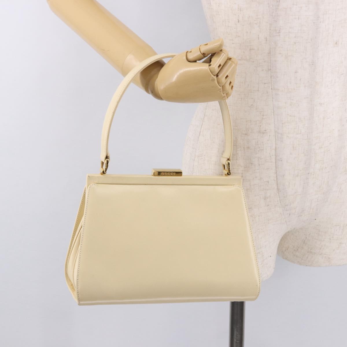 GUCCI Hand Bag Patent leather Ivory Gold 000 781 0301 Auth gh2180
